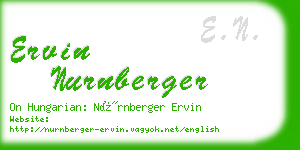 ervin nurnberger business card